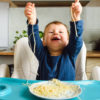 one-fun-child-is-happy-with-its-spaghetti-picture-id1396644527