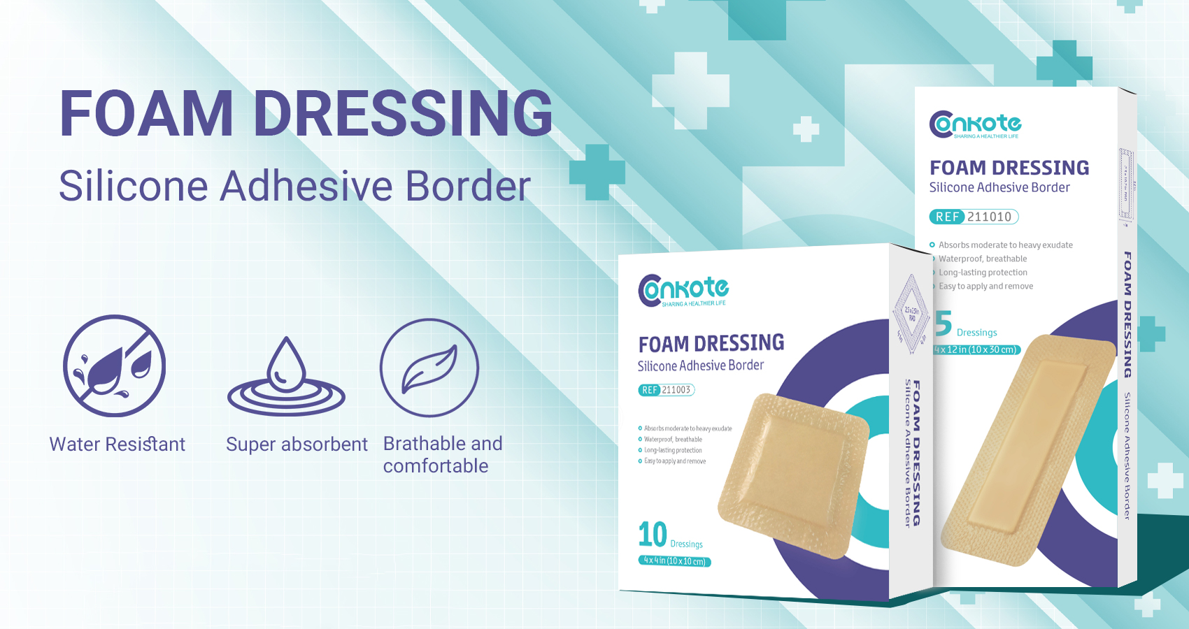 Conkote-Foam-Dressing-with-Silicone-Adhesive-Border